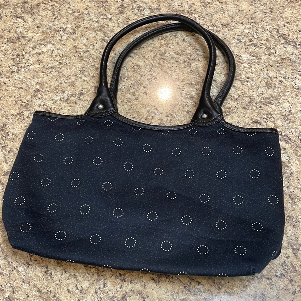 Thirty-One Tote/Purse/Bag with Handles. Zippered. Dark Gray/White  GUC